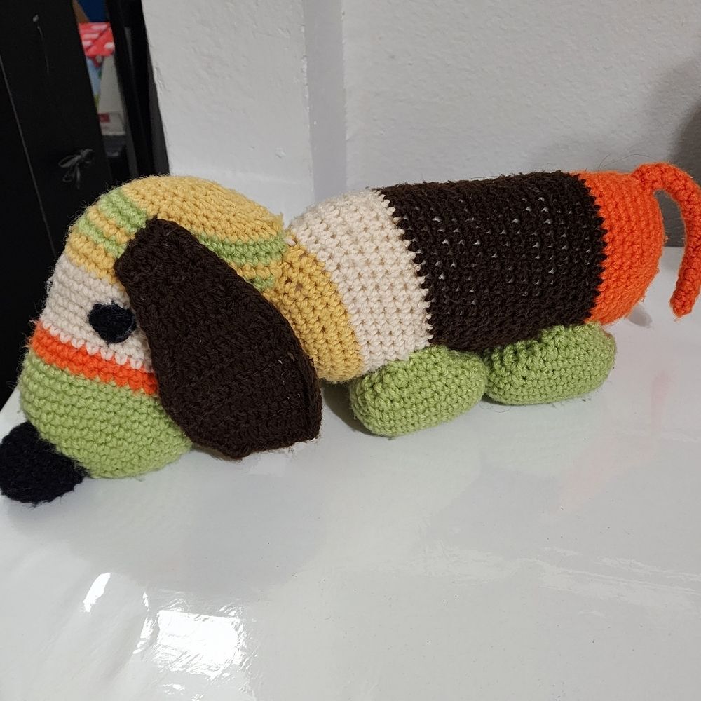 Vintage Style Colorful Crochet Boutique Dog Plush